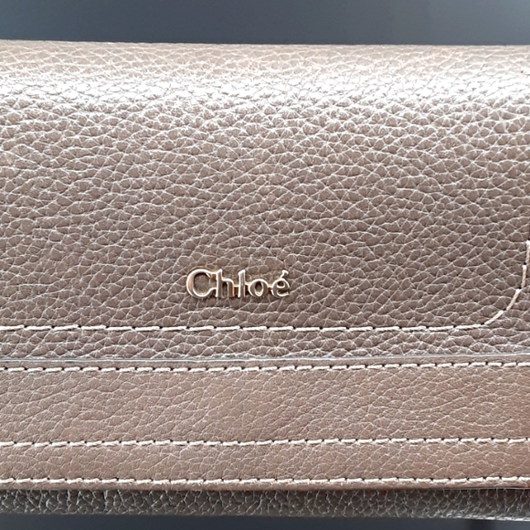 CHLOE PARATY CALFSKIN BROWN LEATHER LONG CONTINENTAL WALLET - Picture 11 of 16